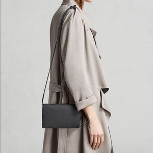 AllSaints Black Leather Fetch Crossbody Bag